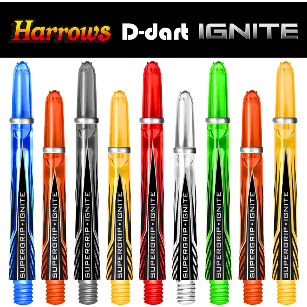 HARROWS DARTS SHAFT - IGNITE SUPERGRIP DART SHAFT/STEM สําหรับ SOFT TIP และ STEEL TIP DART SUPER GRI