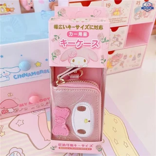 SANRIO กล่องกุญแจซานริโอ้ Melody Cinnamon Roll Kuromi คีย์บอร์ดในรถยนต์ Remote Access Storage กระเป๋าใบเล็ก PU จี้จี้พวงกุญแจกระเป๋าสตางค์
