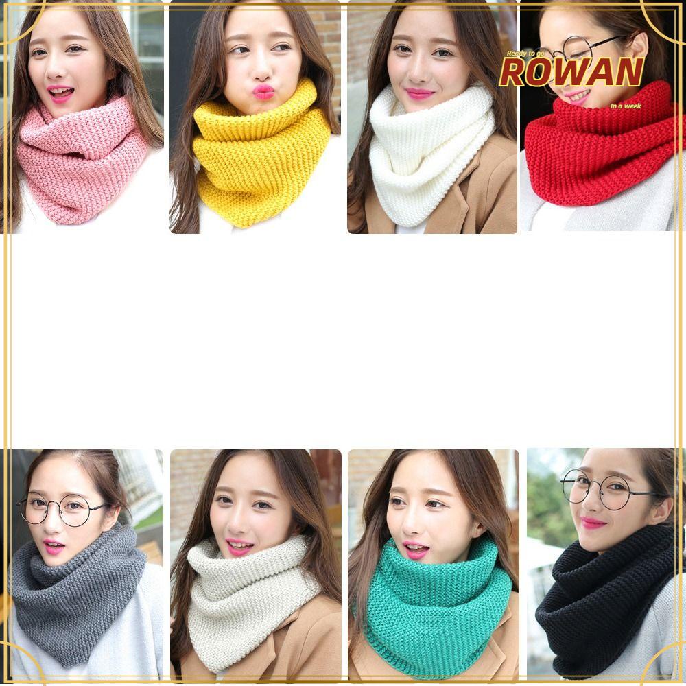 Rowans ผ้าพันคอ ผ้ากันเปื้อน แบบหนา กันลม ให้ความอบอุ่น สีพื้น แฟชั่นสําหรับผู้ชาย และผู้หญิง