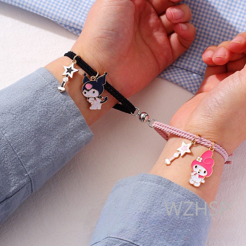สร้อยข้อมือคู่จี้การ์ตูนน่ารัก-สร้อยข้อมือแม่เหล็กดึงดูด-ของขวัญในอุดมคติสําหรับแฟน, แฟน, หรือเพื่อนที่ดีที่สุด