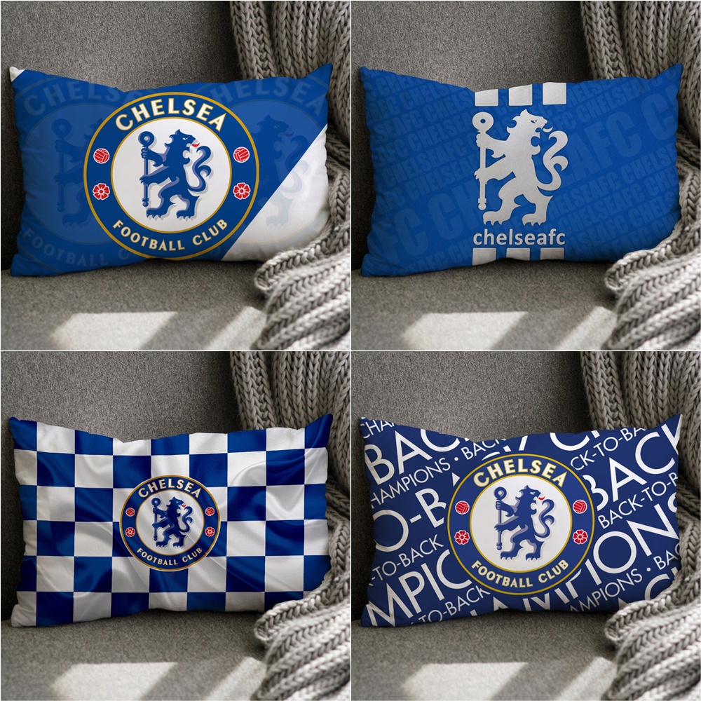 ปลอกหมอนอิงโซฟา ทรงสี่เหลี่ยมผืนผ้า พิมพ์ลายโลโก้ Chelsea F.c สองด้าน ของขวัญวันเกิด สําหรับตกแต่งบ้าน (ไม่มีแกน)