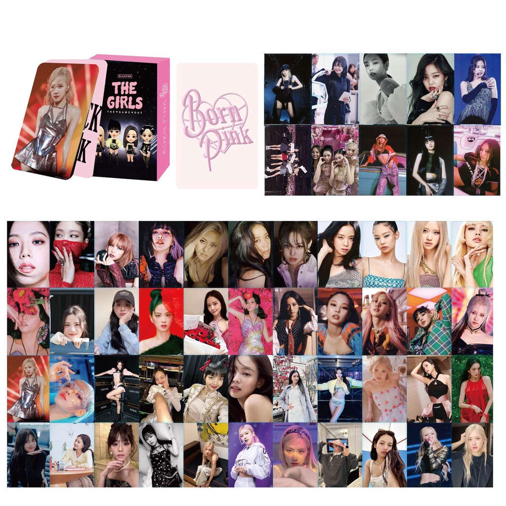 50-55pcs BP 7th Anniversary อัลบั้มเลเซอร์ Holographic Lomo การ์ด THE GIRLS World Tour BPTG Photocar
