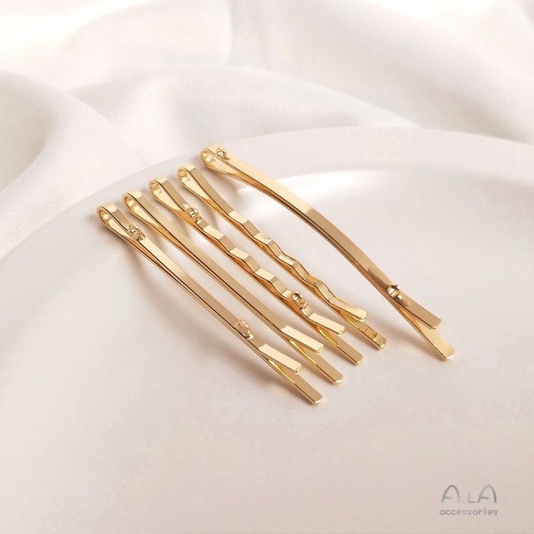 👍  ร้านค้าโรงงานเครื่องประดับ DIY 🏆กิ๊บติดผม สีทองแท้ 14k ทรงคลื่น แบบแบน โค้ง อุปกรณ์เสริม สําหรับทําผม diy