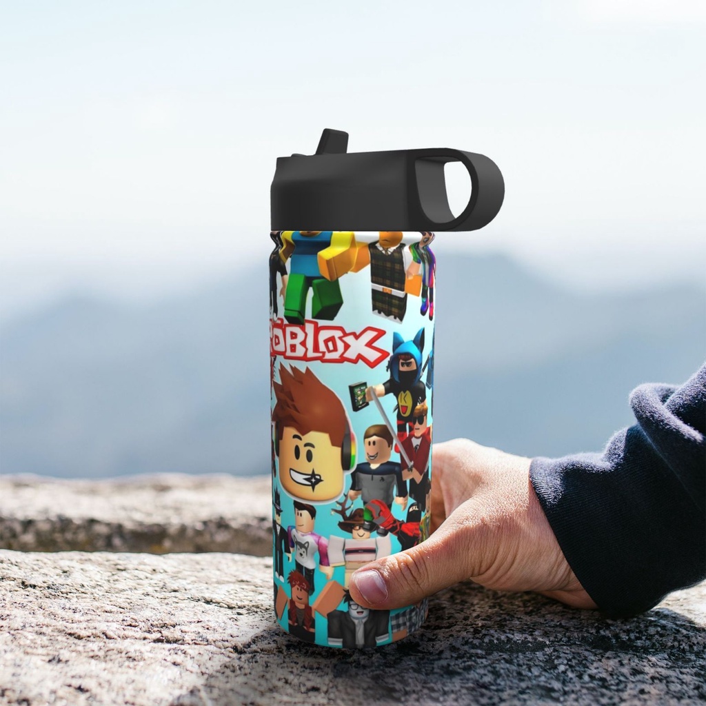 Robloxs กาต้มน้ําสเตนเลสสูญญากาศ มีฉนวนกันความร้อน 18 ออนซ์ พร้อมหลอดดูด สําหรับเดินทาง