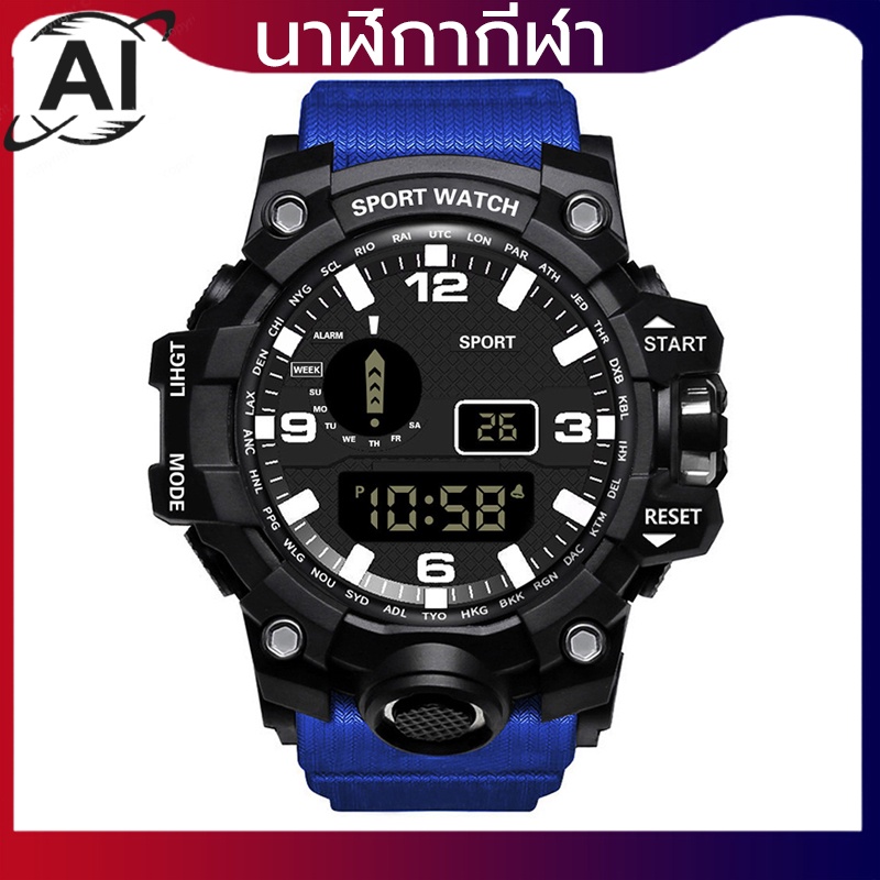 นาฬิกากีฬา าฬิกาผู้ชายดิจิตอลนาฬิกาข้อมือ LED กลางแจ้งกีฬานาฬิกา