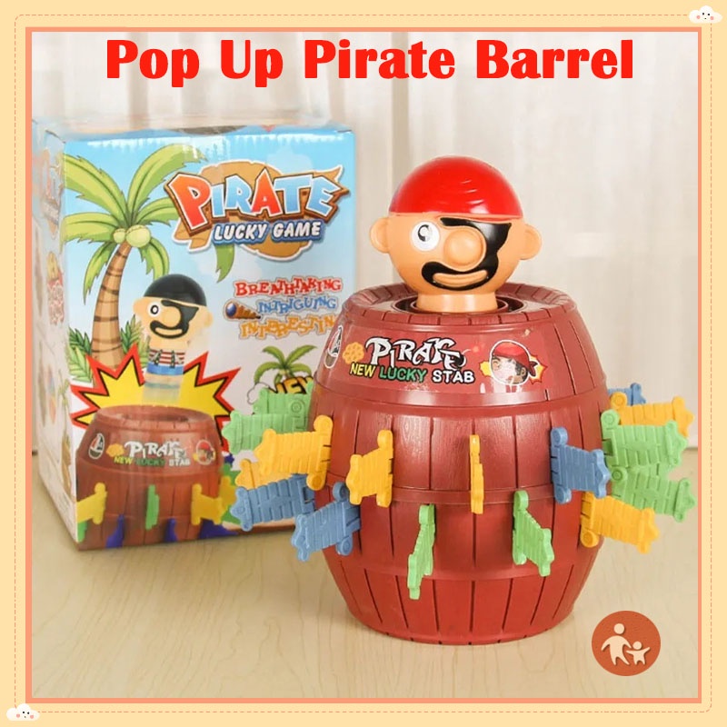 Pop Up Pirate Barrel Game Saving Box Pirate Bucket Toy Interactive Game Permainan Lanun Kids