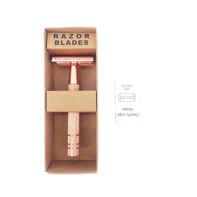 Rose Gold Razor Classic Double Edge Safety Razor For Mens Shaving&Womens Hair Removal with Shaving B