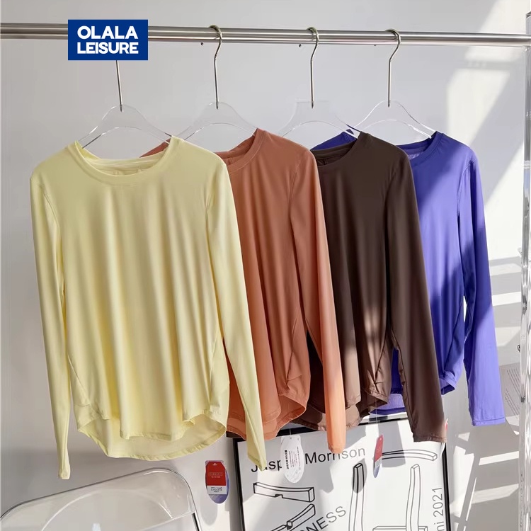 OLALA LEISURE เสื้อยืดแขนสั้น ทรงหลวม ระบายอากาศได้ดี แบบแห้งเร็ว สําหรับเล่นโยคะ LW TX3