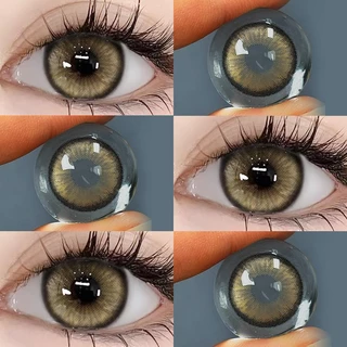 【-100°-600°】[ซื้อครบ฿75แถม ลิปสติก]Midroo เลนส์แฟชั่น คอนแทคเลนส์สี Jelwery Grey/Brown ค่าสายตาสั้นContact Lens - 14.5mm