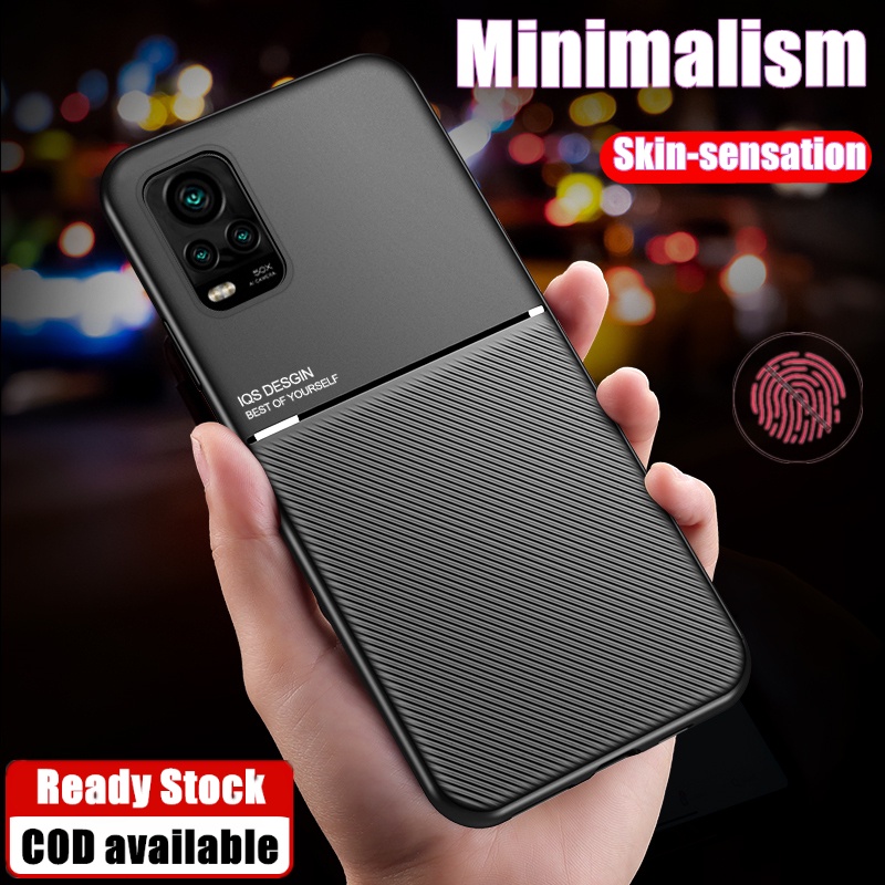 สําหรับ Vivo V20 Pro Vivo 2018 สลิมฟิต มินิมอล ความรู้สึกผิว หนัง พวงมาลัย เคส พร้อมแผ่นโลหะในตัว ด้านหลัง