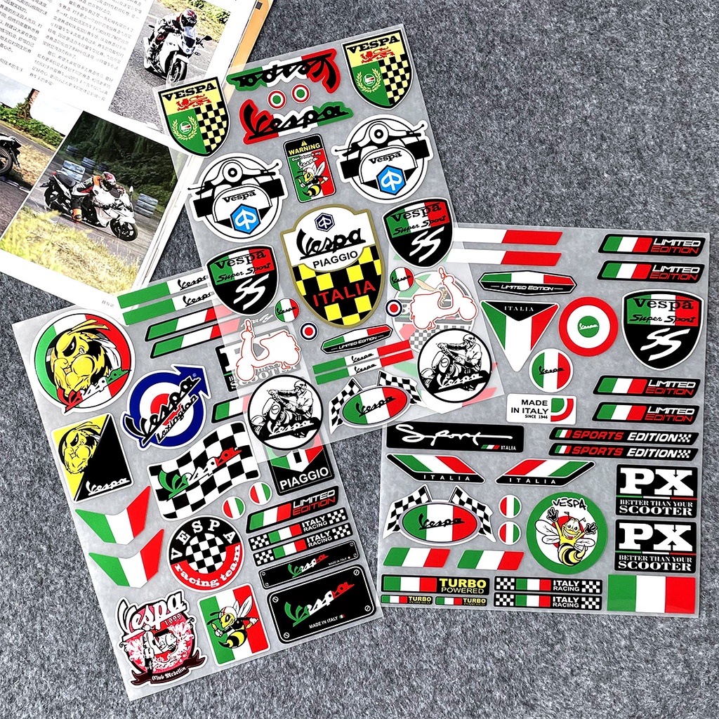 สติกเกอร์สะท้อนแสง กันน้ํา ลายธงอิตาลี สําหรับติดตกแต่งรถจักรยานยนต์ PIAGGIO VESPA GTS GTV LX LXV Sprint 50 125 150 200 250 300ie