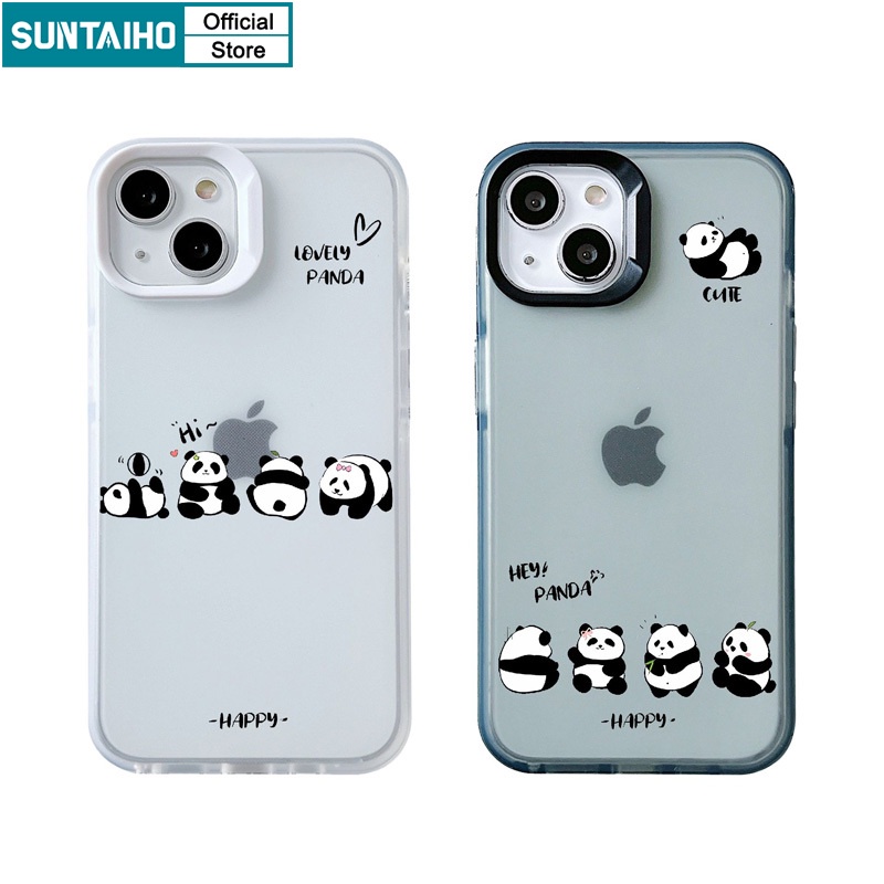 Suntaiho เคสไอโฟน เคสโทรศัพท์มือถือ ซิลิโคนนิ่ม TPU ใส กันกระแทก ลายแพนด้าน่ารัก แฟชั่น สําหรับ Iphone 15 14 12 13 11 Pro Max IP 7 8 Plus Iphon X XS XR Xs Max
