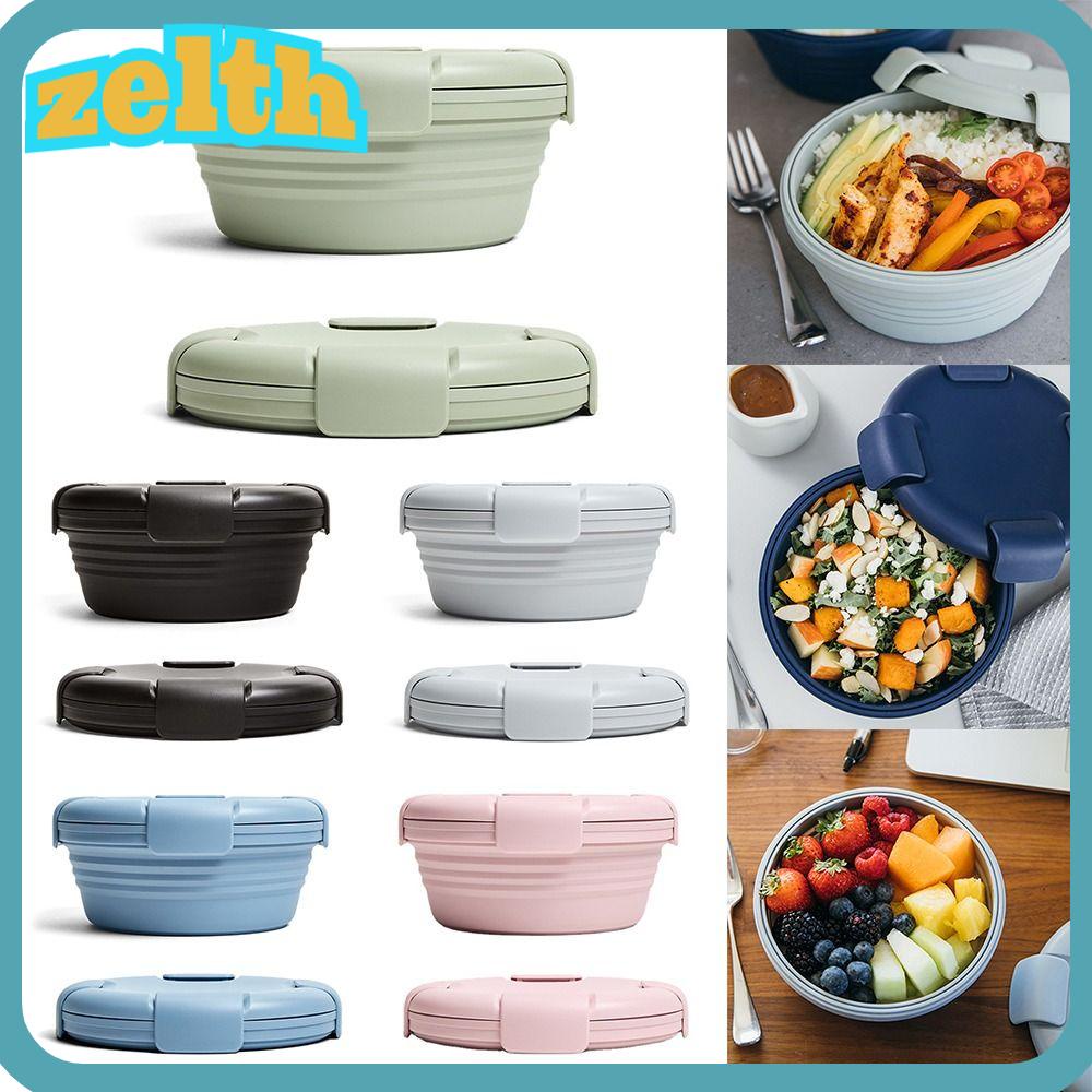 Zelth กล่องเบนโตะ ทรงสี่เหลี่ยมผืนผ้า พับได้ แบบพกพา เข้าไมโครเวฟได้ สําหรับนักเรียน สํานักงาน คนงาน ภาชนะบรรจุอาหาร