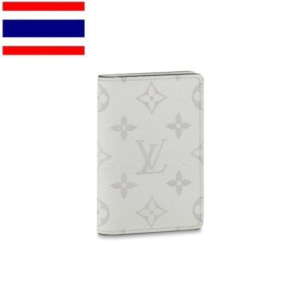 กระเป๋า Lv หลุยส์ Vuitton ผู้ชายสีขาวสานตัวอักษรผ้าใบกับผู้ถือบัตรหนัง M30933 Mvxe P847