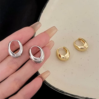 พร้อมส่ง ต่างหูห่วงโลหะ เงิน 925 18K เครื่องประดับ สไตล์คลาสสิก