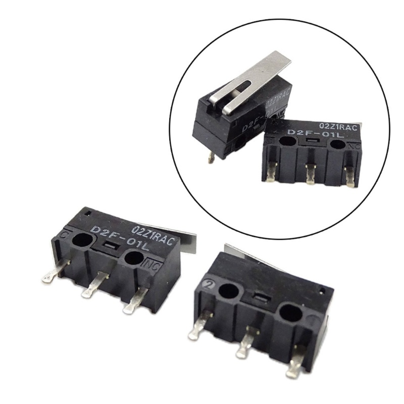 Doublebuy 2 10PCS เมาส์ Micro Switches D2F-01L 10M คลิกเมาส์ปุ่มจํากัดสวิทช์ 3Pins ญี่ปุ่นสีเทา Dot 