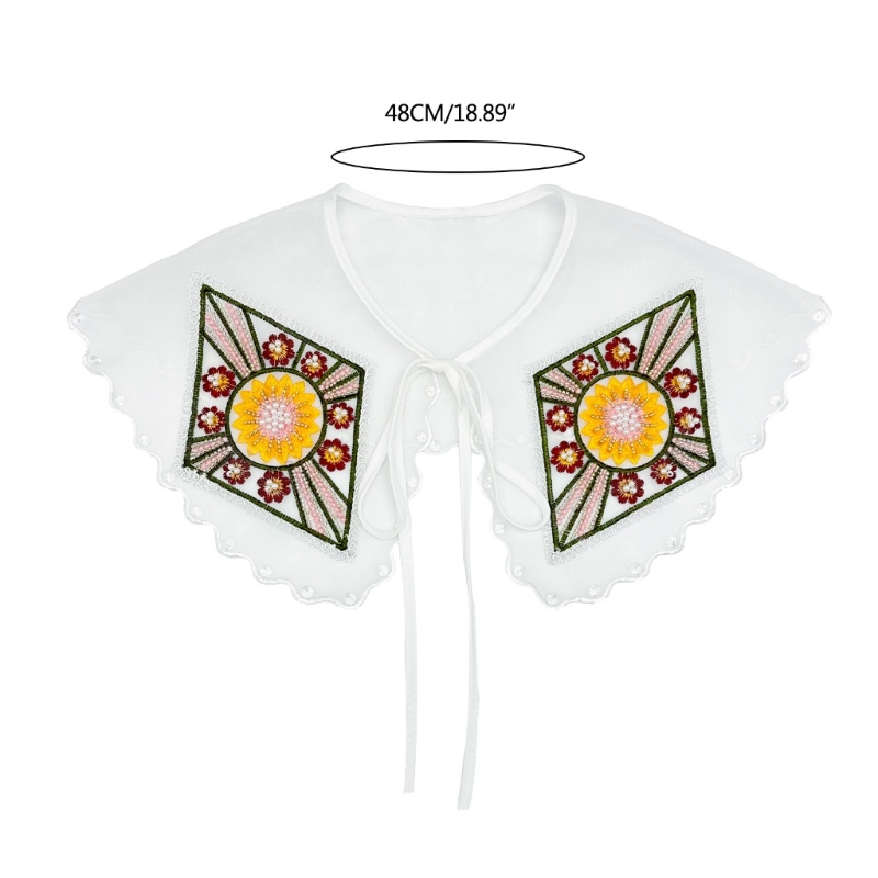 Wake ผู้หญิงปักลูกปัดปลอม Collar Elegant Lace-Up ผ้าคลุมไหล่เสื้อผ้าอุปกรณ์เสริม