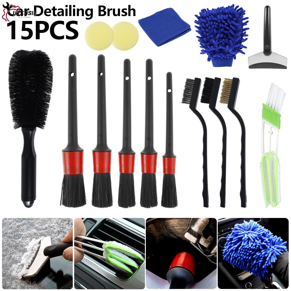 ชุดแปรงทําความสะอาดช่องแอร์ รายละเอียด ภายในรถยนต์ 15pcs SET