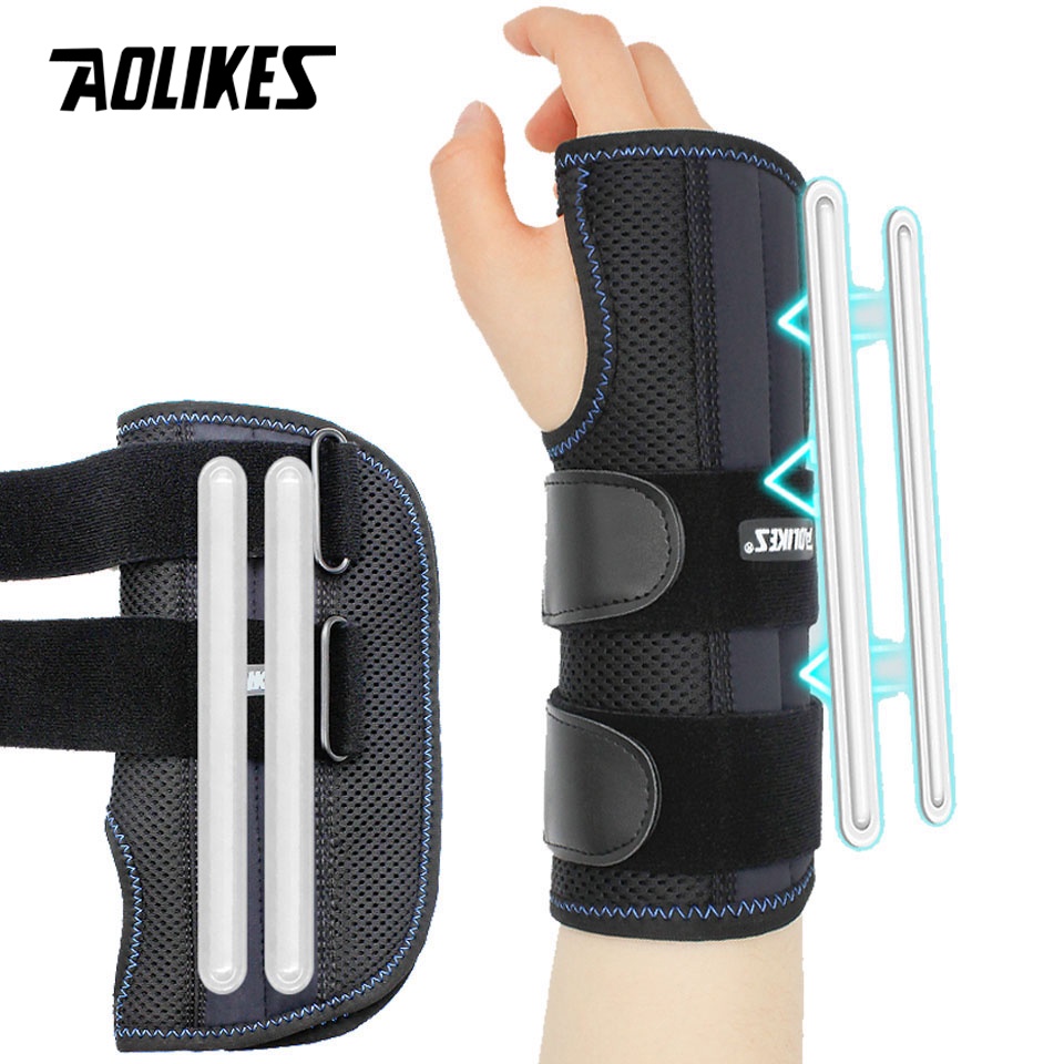 Aolikes สายรัดข้อมือ เหล็ก รองรับกีฬาแพลง ถอดออกได้ เฝือกป้องกันข้อมือ รองรับแรงกด พันฝ่ามือ