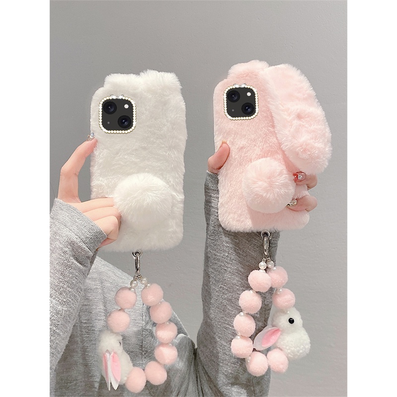 เคสโทรศัพท์มือถือ ผ้ากํามะหยี่ขนนิ่ม แต่งหูกระต่าย 3D พร้อมสายคล้อง สําหรับ OPPO A1Pro A3S A5S A5 A7 A8 A9 A11 A12 A15 A16 A31 A36 A76 A54 A55 A52 A72 A74 A93 A94 A95 A78 A58 A96