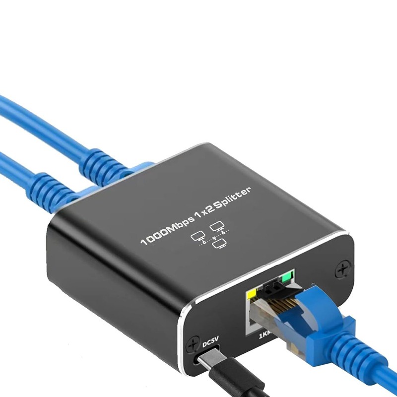 Gigabit ตัวแยกสายเครือข่ายอีเธอร์เน็ต LAN RJ45 เข้า 1 ออก 2 100 ม. 1000 ม. สําหรับแล็ปท็อป 2 ชิ้น