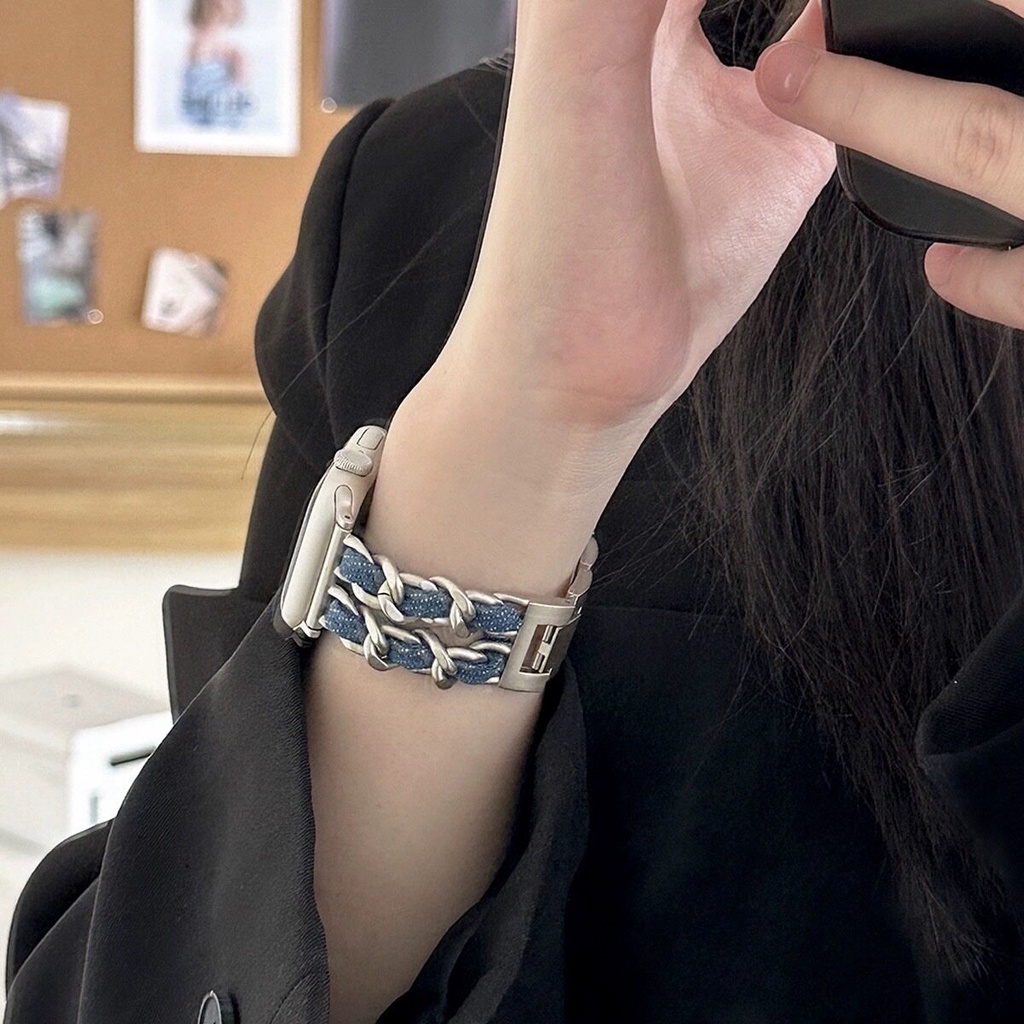 สายยีนส์โซ่ มาใหม่ สายนาฬิกา สำหรับ Smartwatch ขนาด 38/40/41mm 42/44/45/49mm