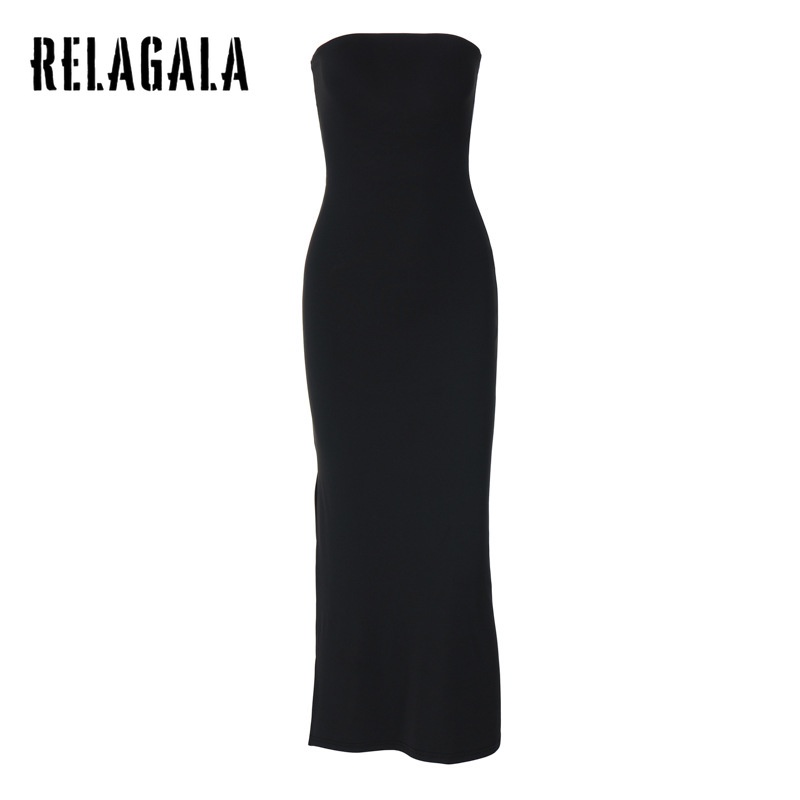Relagala ใหม่ ชุดเดรสยาว เปิดไหล่ เปลือยหลัง สีพื้น เซ็กซี่ แฟชั่นสําหรับสตรี 2023