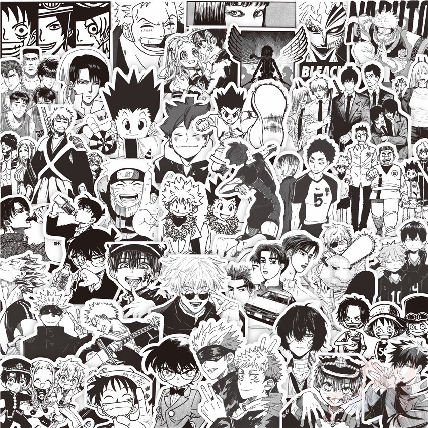 70Pcs/Set Mixed Funny Anime Black & White Series 01 Stickers DIY Fashion Decals Doodle Stickers