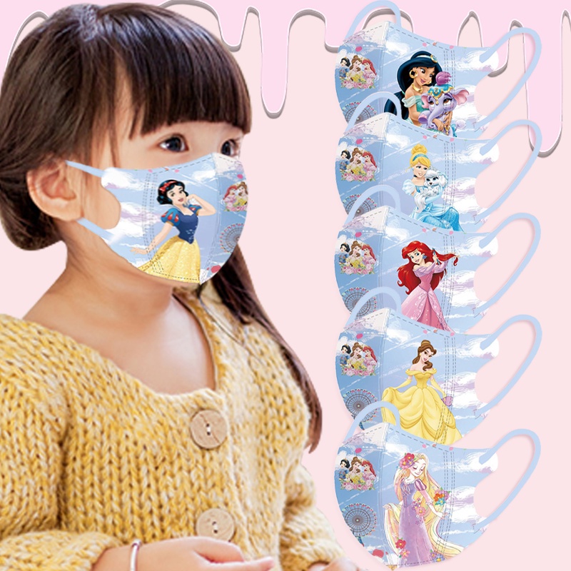ใหม่ Li หน้ากากอนามัย ลายการ์ตูนสโนว์ไวท์น่ารัก 3D ใช้แล้วทิ้ง 50 ชิ้น