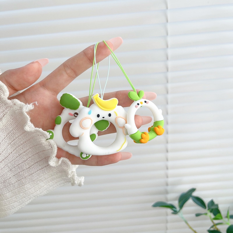 เคสโทรศัพท์มือถือ ซิลิโคนนิ่ม กันหาย ห้อยจี้การ์ตูน 3D พร้อมแหวนคล้องนิ้ว ขนาดเล็ก