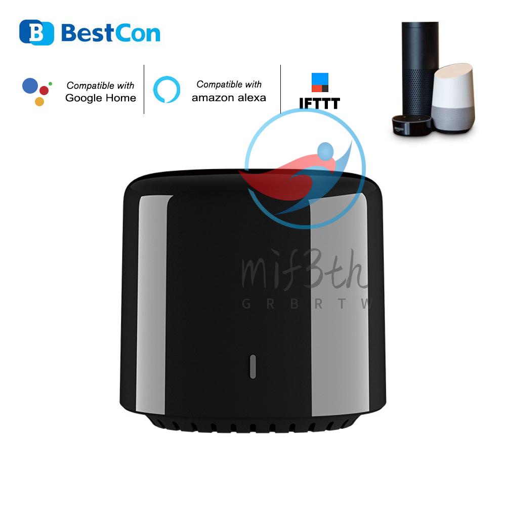 Broadlink BestCon RM4C Mini IR Black Bean Universal WIFI รีโมทคอนโทรลตัวรับสัญญาณอินฟราเรดแอพควบคุมจับเวลาเข้ากันได้กับ Alexa Voice Control