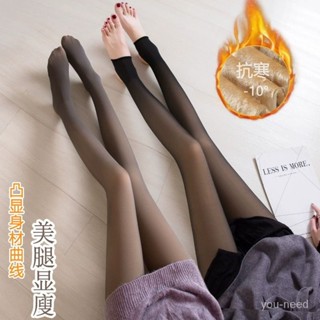 พร้อมส่ง ส่งฟรี ถุงเท้าเลกกิ้ง ผ้าฟลีซ แบบใส สีเทา แฟชั่นฤดู…