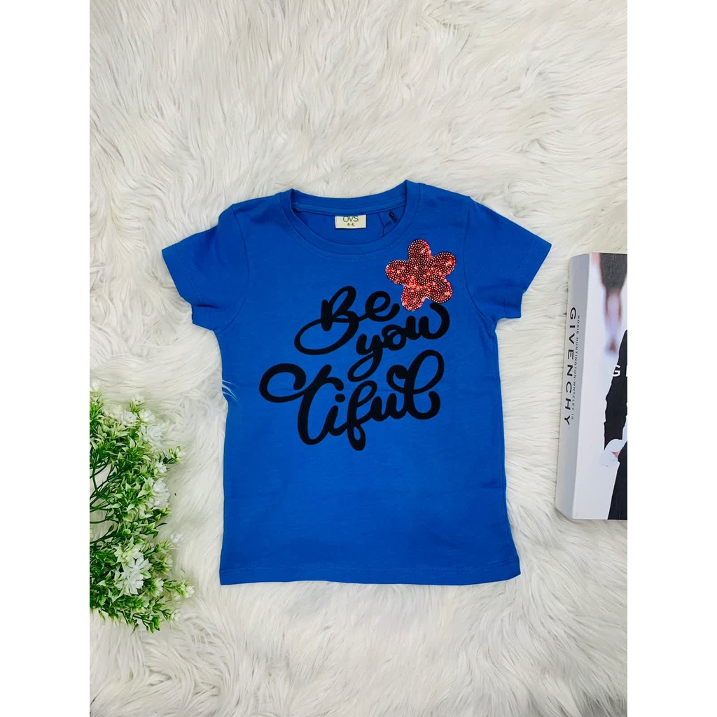 เสื้อยืด BE YOU TIFUL BLUE GIRLS - แบรนด์ OVS - แบรนด์ดั้งเดิม - เสื้อยืด GIRLS สีเทา - KIDS FACTORY
