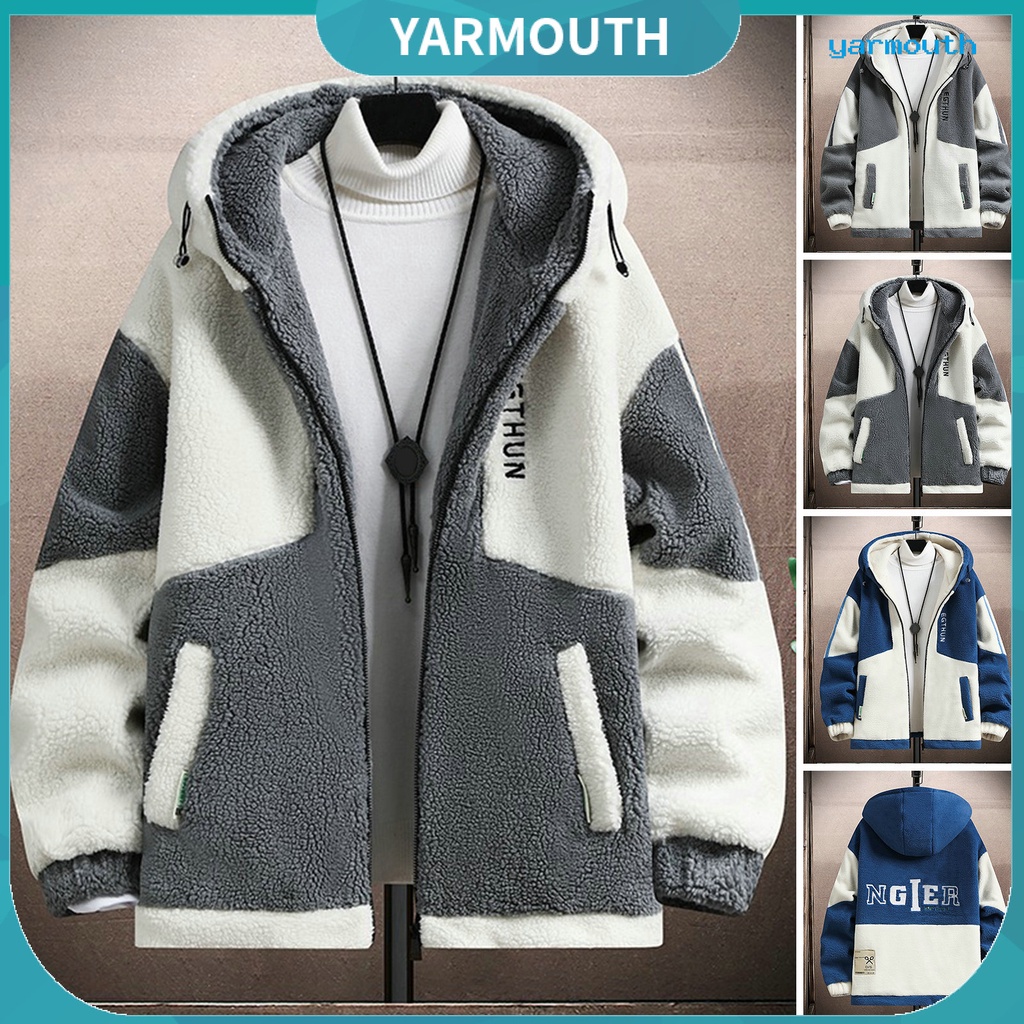 Yyr-- เสื้อแจ็กเก็ตคาร์ดิแกน แขนยาว มีฮู้ด แต่งซิป ผ้ากํามะหยี่ขนนิ่ม แบบหนา กันความหนาว ให้ความอบอุ่น เหมาะกับฤดูใบไม้ร่วง และฤดูหนาว สําหรับผู้ชาย/แฟชั่น / อบอุ่น / แจ็คเก็ต / กลางแจ้ง