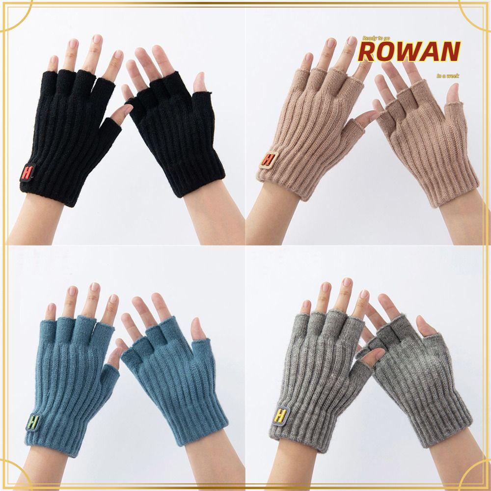 Rowans ถุงมือถัก แบบครึ่งนิ้ว ยืดหยุ่น ให้ความอบอุ่น แฟชั่นสําหรับผู้ชาย