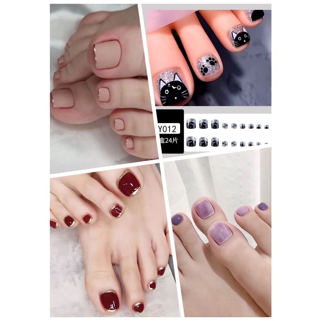 สติกเกอร์ กันน้ํา สําหรับติดตกแต่งเล็บ 24 ชิ้น ต่อกล่อง สติกเกอร์ติดเล็บ มีให้เลือกหลายสไตล์ พร้อมกล่อง