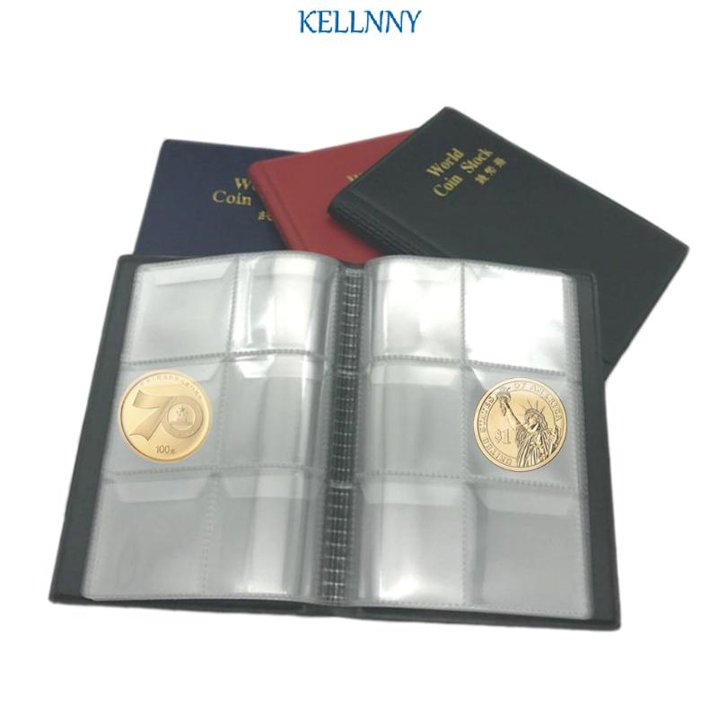 Kellnny อัลบั้มรูปภาพ PVC 60 ช่อง สําหรับใส่เหรียญ สมุดสะสม