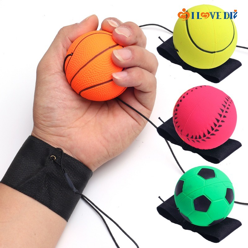 ของเล่นเด็ก ลูกบอลเด้งข้อมือ ออกกําลังกาย มือ ความแข็ง บรรเทาความเครียด ยางยืด กลับ บอล สายรัด เชือก กีฬา บอล ผู้ปกครอง - เด็ก