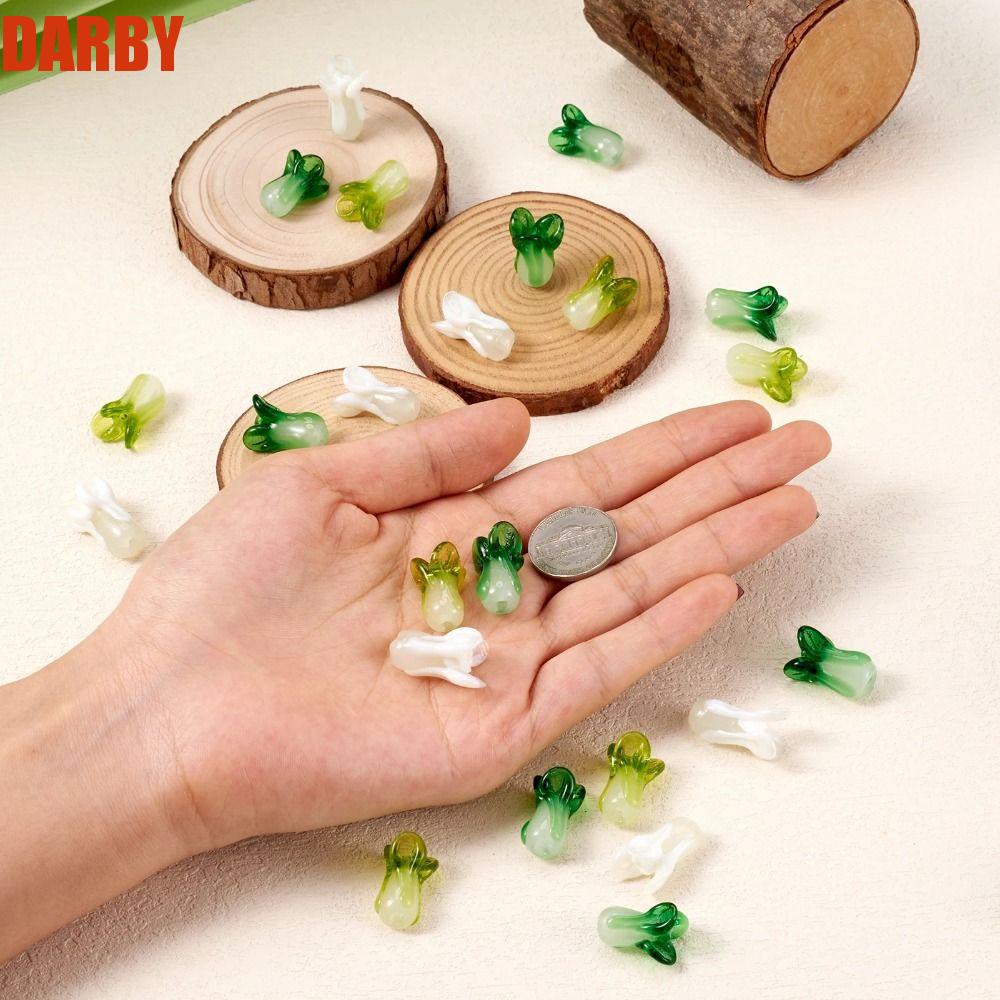 Darby ลูกปัดผัก ผลไม้ ผักกาดขาว 3D รูตรง อุปกรณ์เสริม สําหรับงานฝีมือ 10 ชิ้น