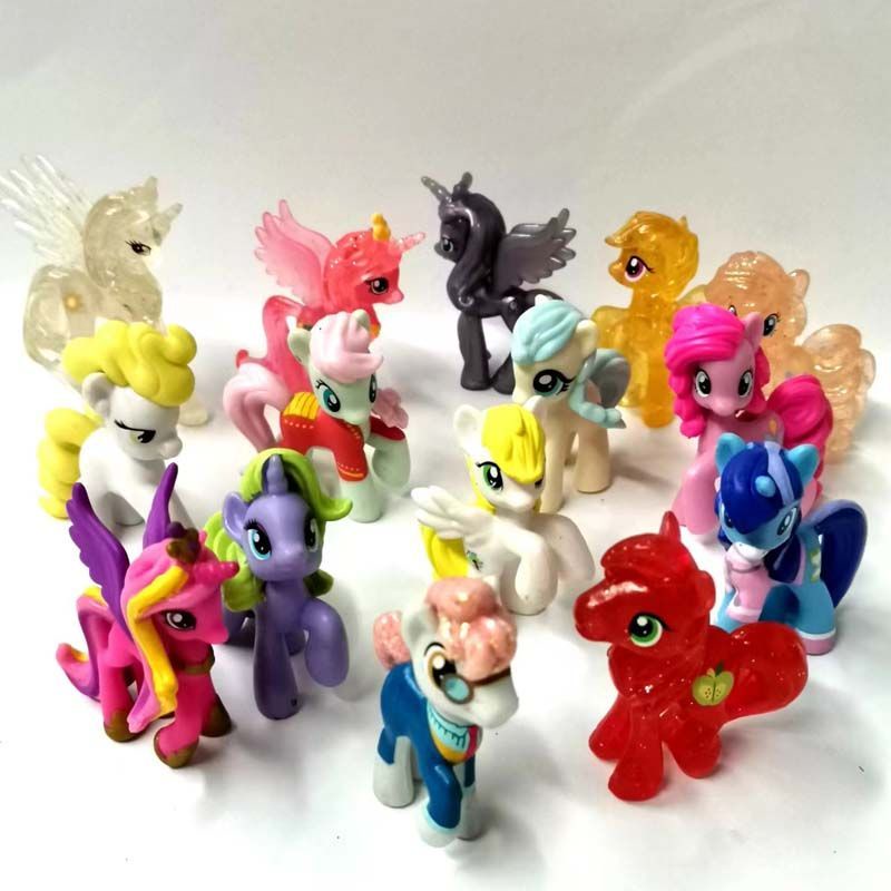 ข้อบกพร่องของแท้จํานวนมาก My Little Pony โปร่งใสคอลเลกชันหายากพลาสติก Solid Pony ตุ๊กตาเครื่องประดับของเล่น