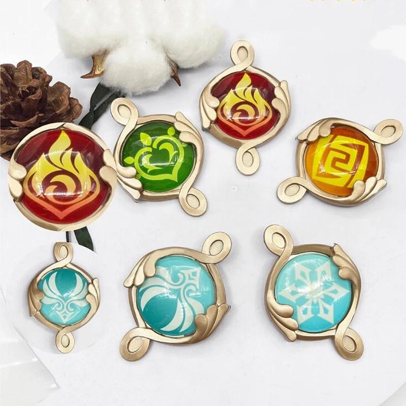 เกมGenshin Impact Badge Fontaine Visionพระเจ้าคอสเพลย์ส่องสว่างเข็มกลัดเครื่องประดับเข็มกลัดอุปกรณ์ประกอบฉากเข็มกลัดอุปกรณ์เสริม