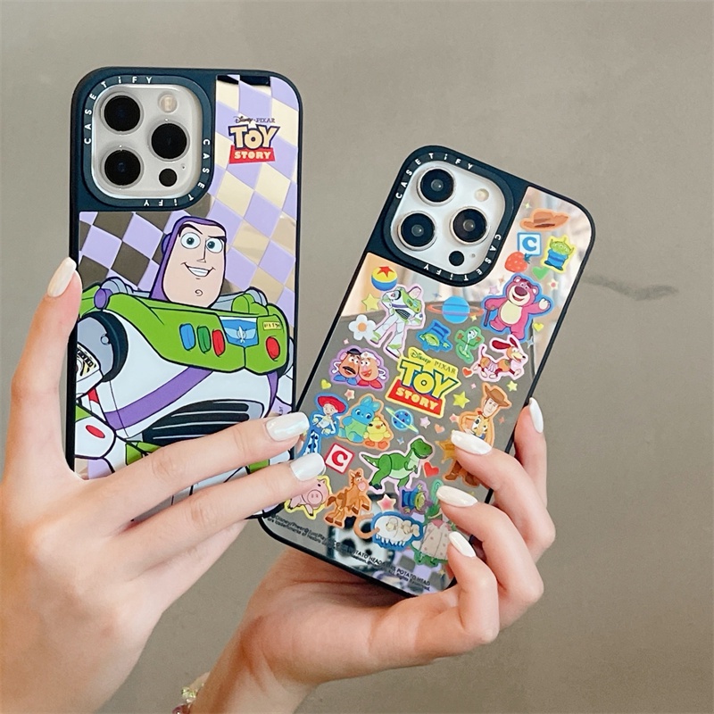 Casetifg เคสโทรศัพท์มือถือ ซิลิโคนแข็ง กันกระแทก พร้อมกระจกแกะสลัก ลาย Toy Story คุณภาพสูง สําหรับ iPhone 15 11 12 13 14 Pro Max