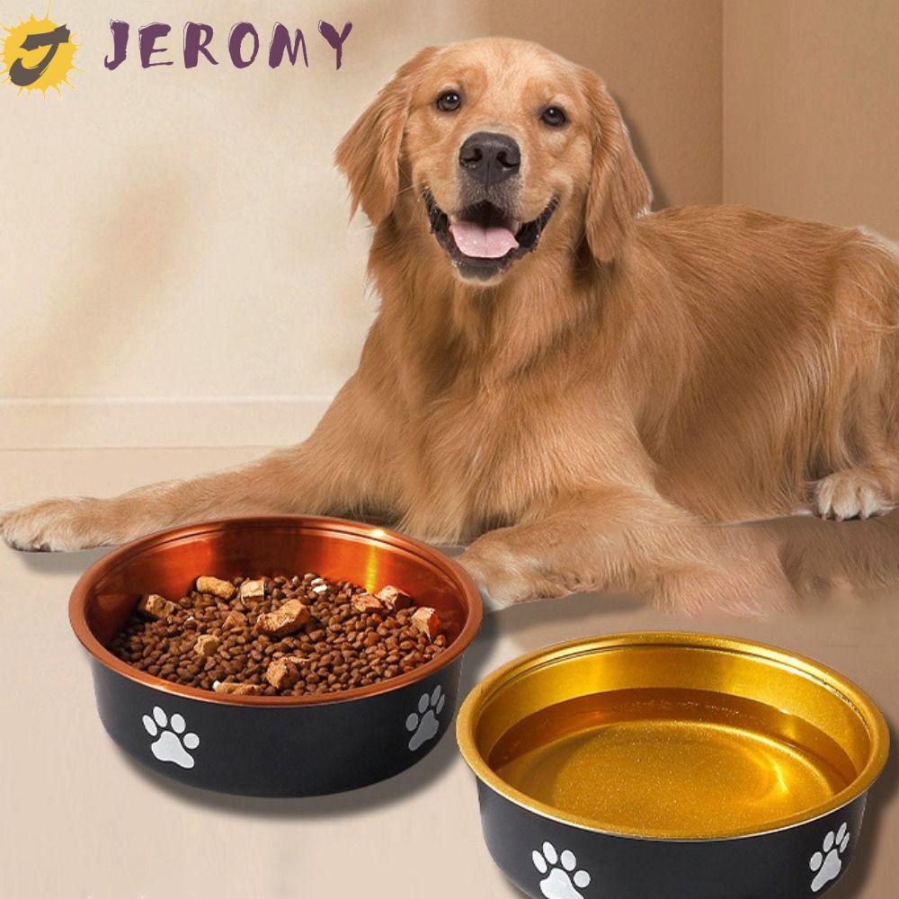 Jeromy ชามใส่อาหาร สเตนเลส กันลื่น ขนาดใหญ่ จุของได้เยอะ ลายการ์ตูนสุนัข แมว