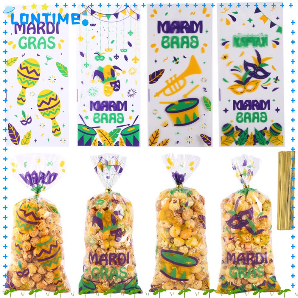 Lontime ถุงพลาสติกใส ลายการ์ตูน Happy Easter สําหรับใส่ขนม คุกกี้ ป๊อปคอร์น DIY 25 ชิ้น
