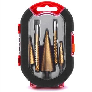 ชุด ดอกสว่าน ทรงเจดีย์ ขั้นบันได 6pcs HSS StepDrill เจาะรู ขยายรู คว้านรู ดอกเล็ก-ใหญ่ ขนาด 4-32 มม. 3/4/6 ดอกต่อชุด