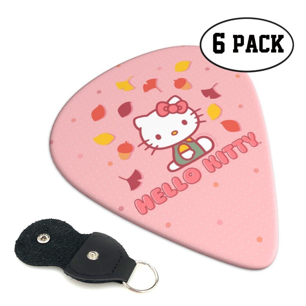 ปิ๊กกีตาร์ ลาย Hello Kitty ขนาด 0.71 มม. สําหรับกีตาร์ไฟฟ้า เบส และอะคูสติก 6 แพ็ค