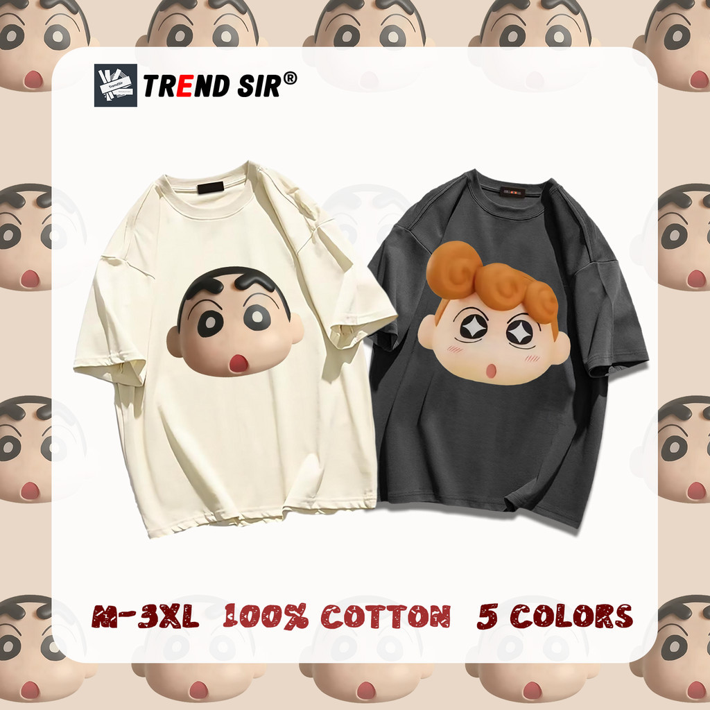 TrendSir พร้อมส่ง เสื้อยืด couple Crayon Shin-chan เนื้อผ้านิ่ม 9สี M-3XL