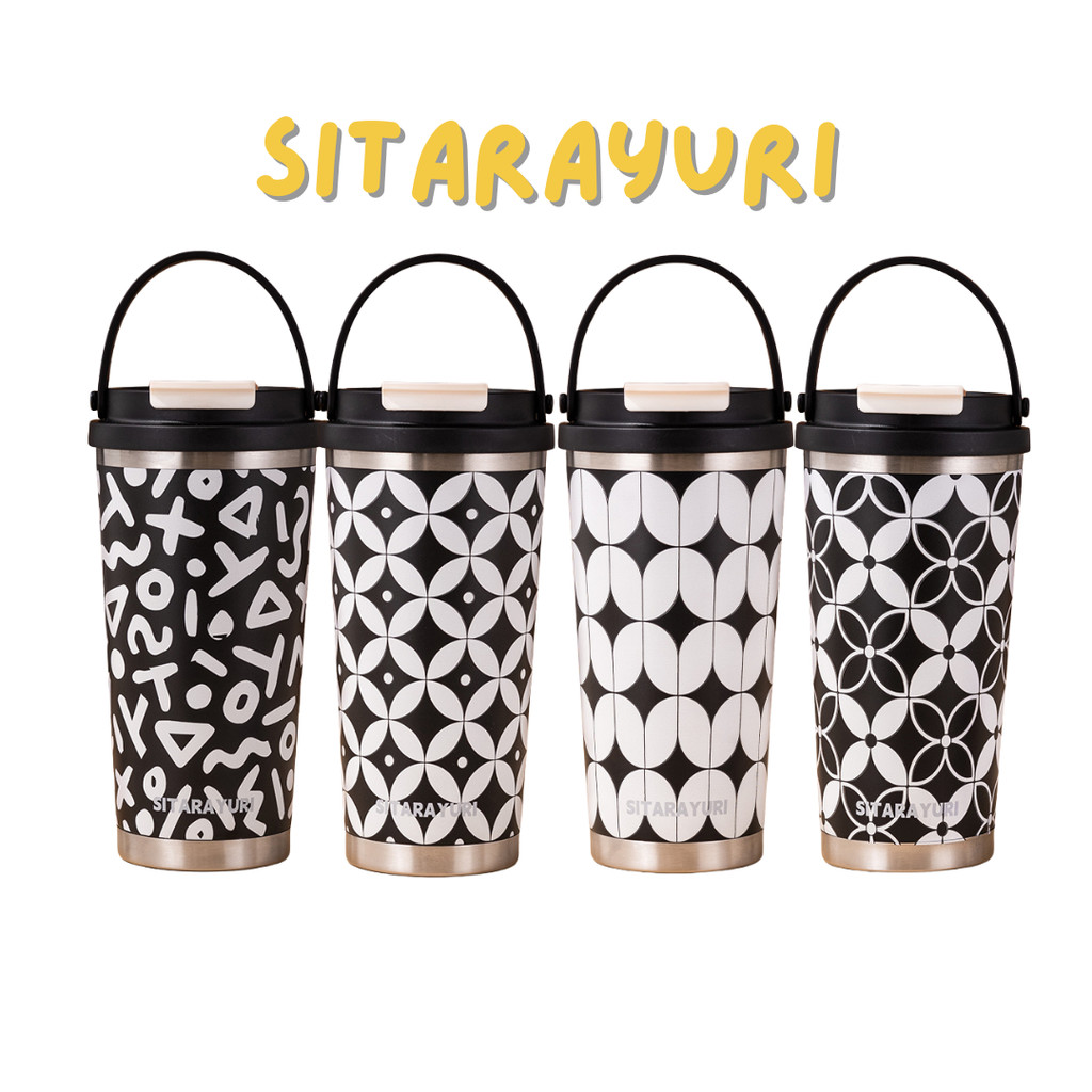 SITARAYURI แก้วน้ำสแตนเลส เก็บอุณหภูมิร้อนเย็น แก้วใช้ในชีวิตประจำวัน ฝามีหลอดและยกดื่ม เก็บร้อน 6 ชม. เย็น 12 ชม.
