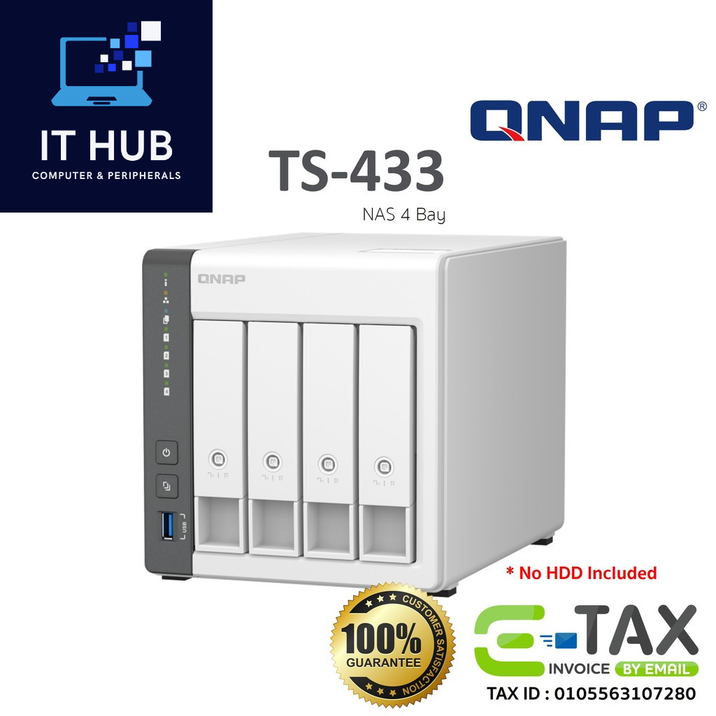 QNAP TS-433 NAS อุปกรณ์จัดเก็บข้อมูลบนเครือข่าย (HDD 4 BAY - ARM 4-CORE CORTEX-A55 - 4 GB) สินค้าประ