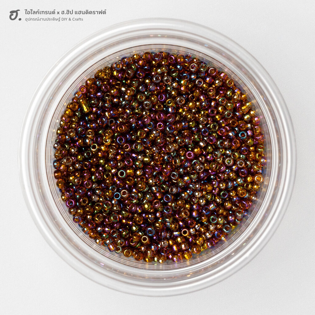 ลูกปัดเม็ดทราย ขนาด 2 มม. สีน้ำตาลเข้มใส Cocoa Velvet
